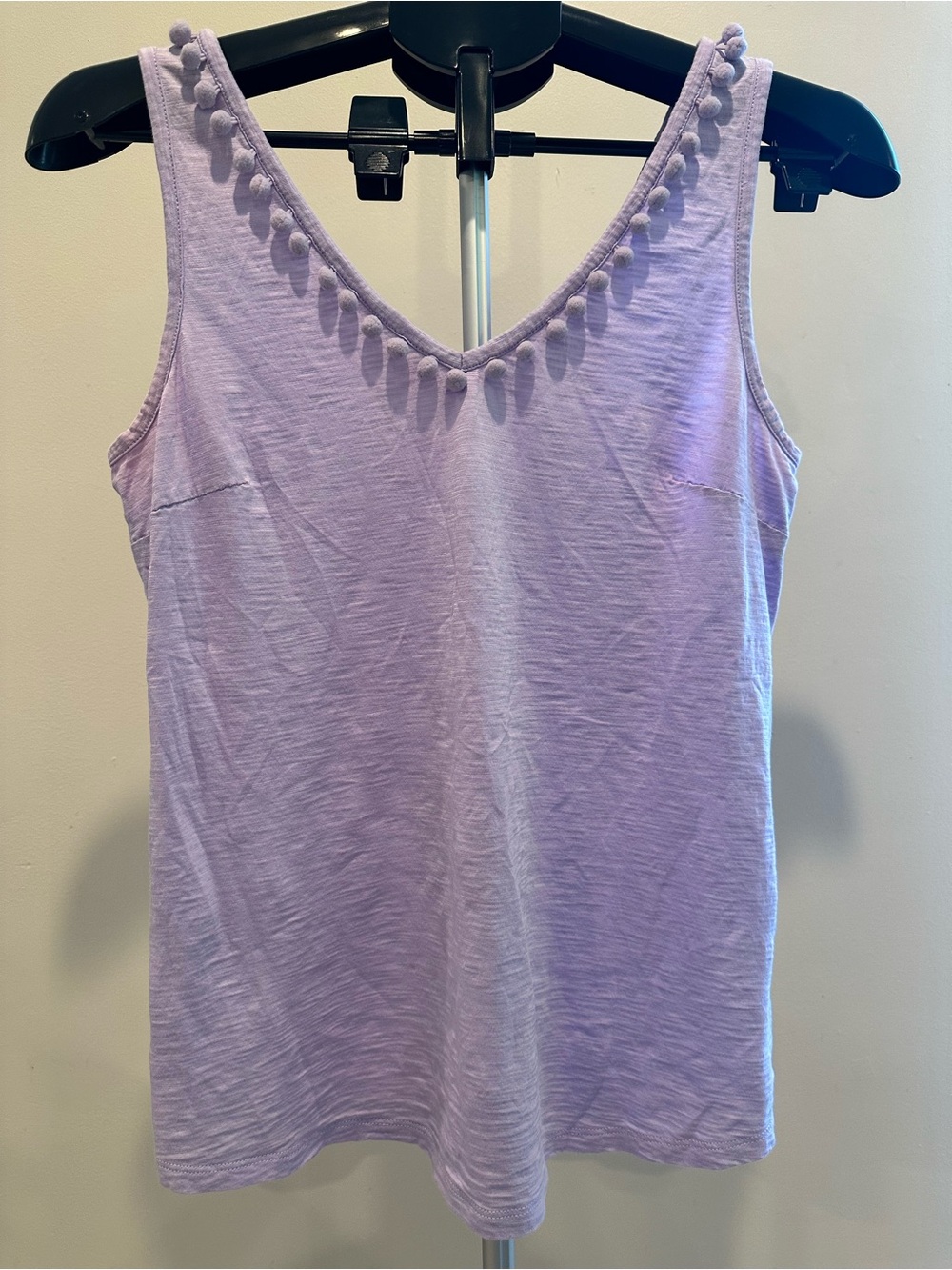 Lilly Pulitzer Lavender Pom-Trim V-Neck Tank